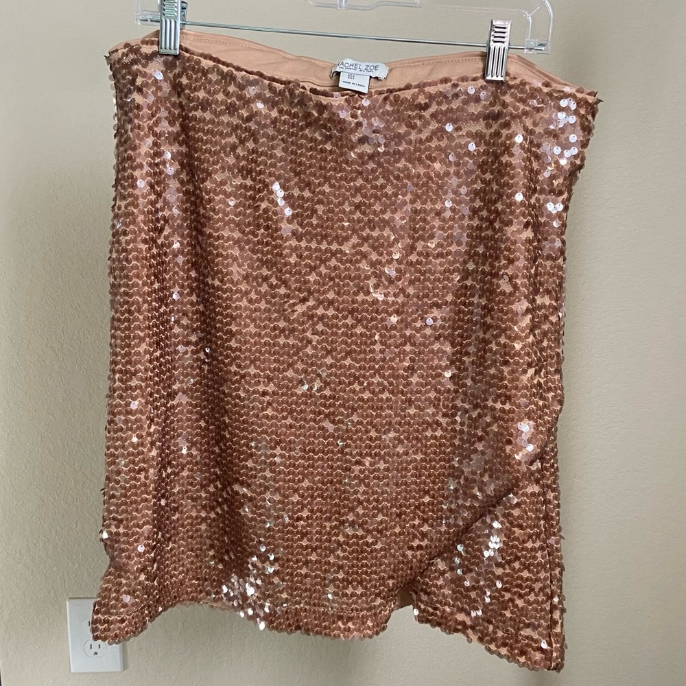 Rachel Zoe Rose Gold Sequin Mini Skirt- Size Large